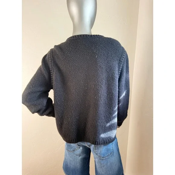 A Loves A Black Knit Lady Jacket Cardigan Jewel Buttons Old Money Chanel Style - Picture 5 of 6